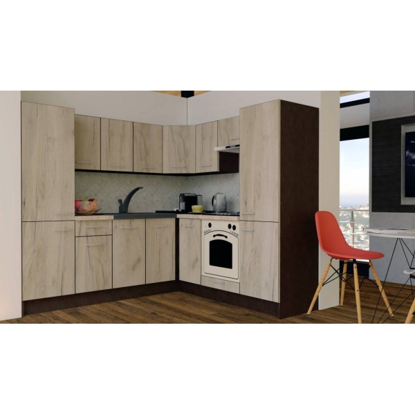 Bucatarie de Colt GENA NEW 11 DR. 210-230, Cu Corp de Cuptor, Wenge / Decor K002