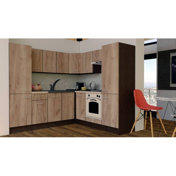 Bucatarie de Colt GENA NEW 11 DR. 210-230, Cu Corp de Cuptor, Wenge / Decor K004