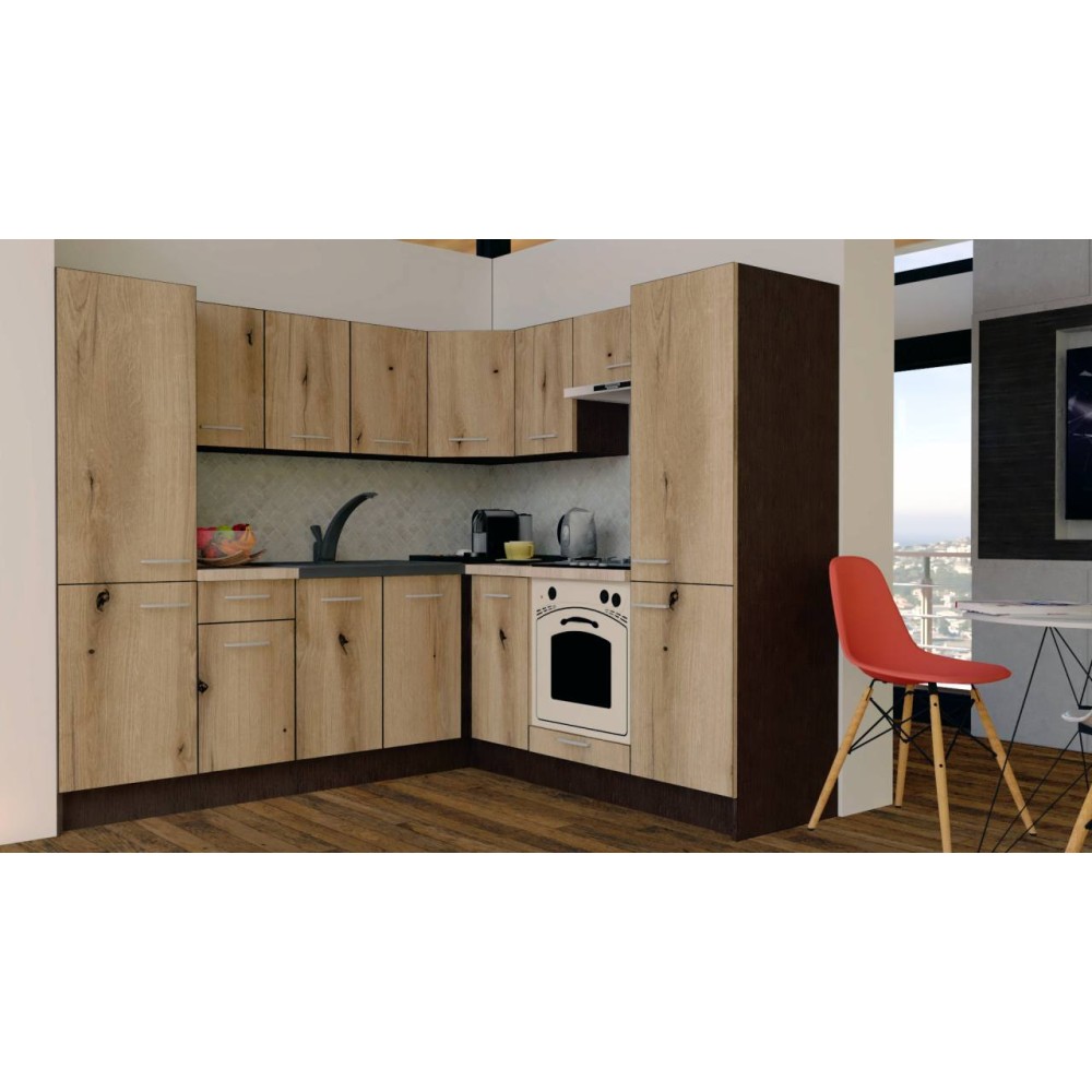 Bucatarie de Colt GENA NEW 11 DR. 210-230, Cu Corp de Cuptor, Wenge / Decor K365 Bucatarie de Colt GENA NEW 11 DR. 210-230, Cu Corp de Cuptor, Wenge / Decor K365