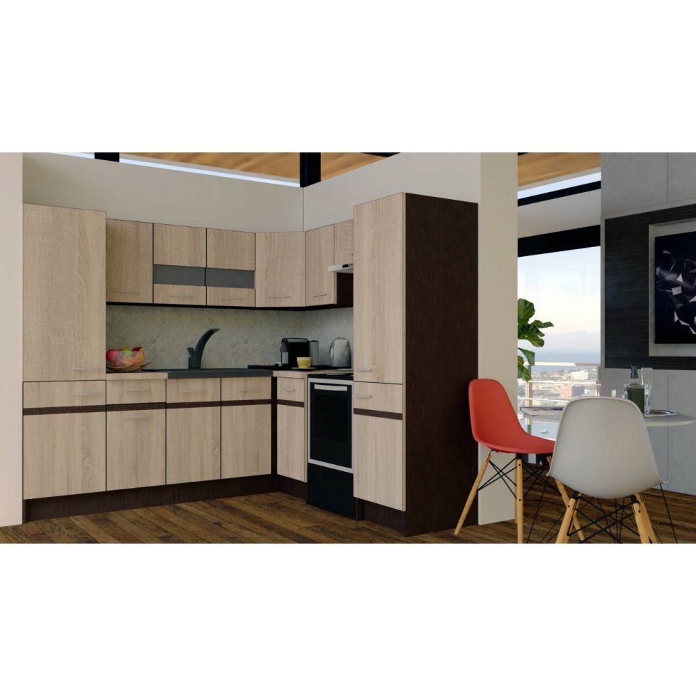 Bucatarie de Colt GENA NEW 12 DR. 210-230, Fara Corp de Cuptor, Stejar Sonoma Bucatarie de Colt GENA NEW 12 DR. 210-230, Fara Corp de Cuptor, Stejar Sonoma