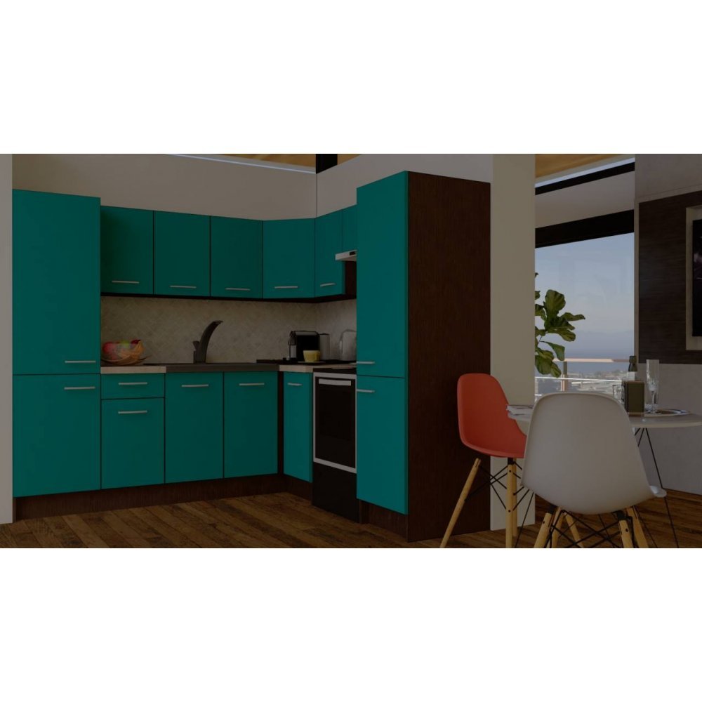 Bucatarie de Colt GENA NEW 12 DR. 210-230, Fara Corp de Cuptor, Wenge / Decor 0245