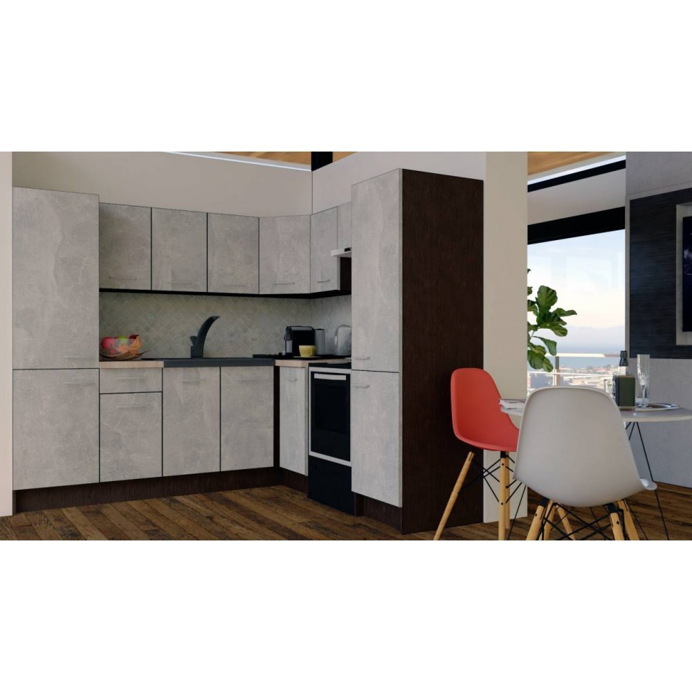 Bucatarie de Colt GENA NEW 12 DR. 210-230, Fara Corp de Cuptor, Wenge / Decor 4298