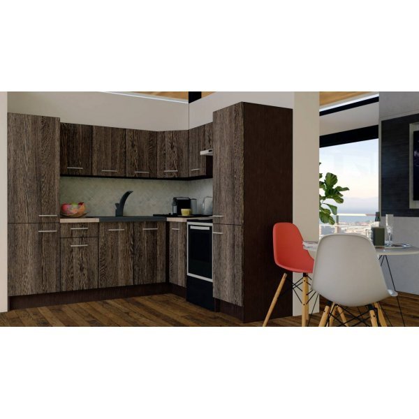 Bucatarie de Colt GENA NEW 12 DR. 210-230, Fara Corp de Cuptor, Wenge / Decor 7648