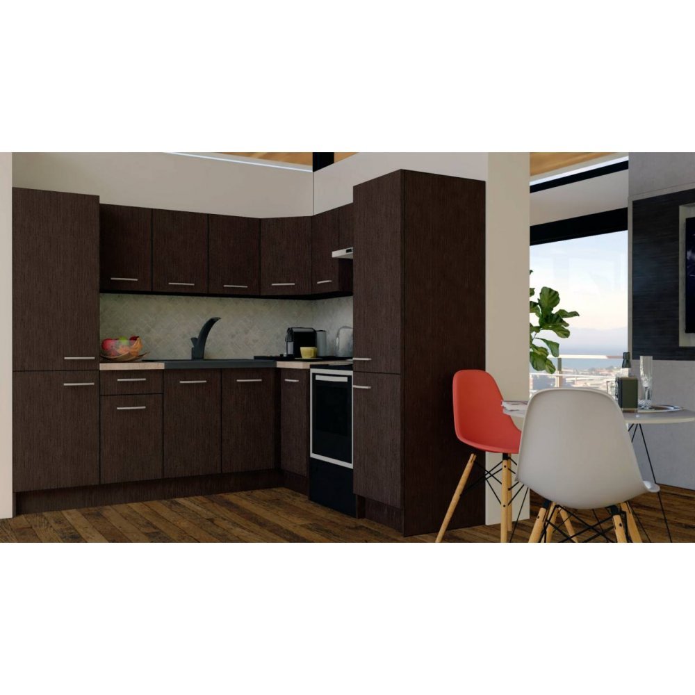 Bucatarie de Colt GENA NEW 12 DR. 210-230, Fara Corp de Cuptor, Wenge / Decor 8548