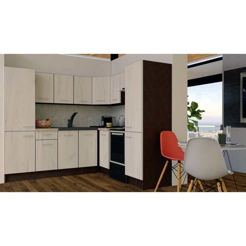 Bucatarie de Colt GENA NEW 12 DR. 210-230, Fara Corp de Cuptor, Wenge / Decor K001