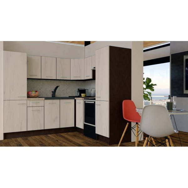 Bucatarie de Colt GENA NEW 12 DR. 210-230, Fara Corp de Cuptor, Wenge / Decor K001