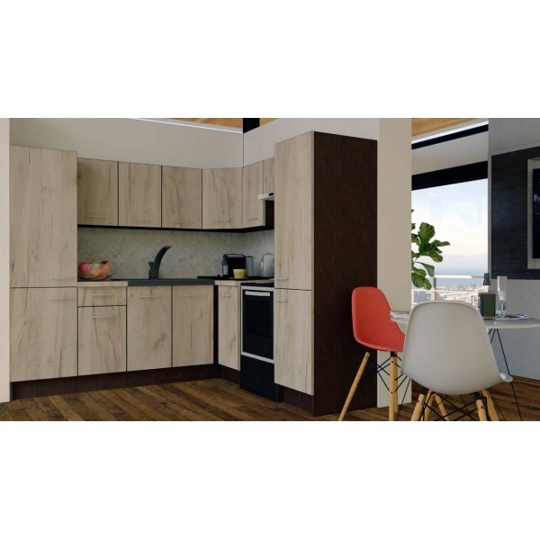 Bucatarie de Colt GENA NEW 12 DR. 210-230, Fara Corp de Cuptor, Wenge / Decor K002