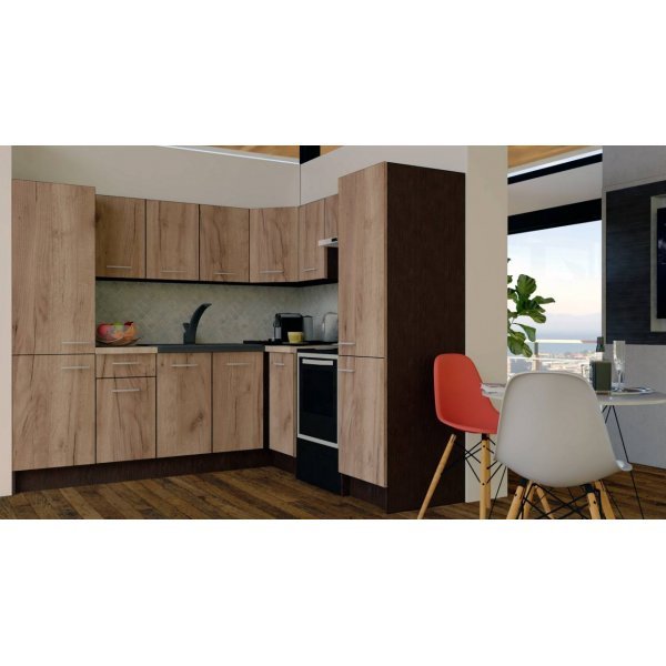 Bucatarie de Colt GENA NEW 12 DR. 210-230, Fara Corp de Cuptor, Wenge / Decor K004
