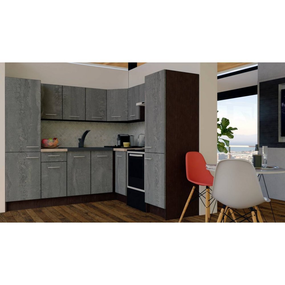 Bucatarie de Colt GENA NEW 12 DR. 210-230, Fara Corp de Cuptor, Wenge / Decor K352