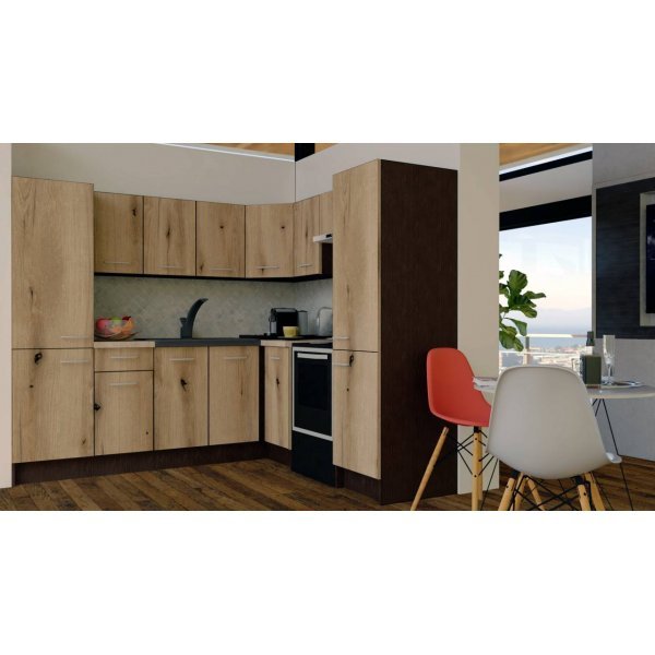 Bucatarie de Colt GENA NEW 12 DR. 210-230, Fara Corp de Cuptor, Wenge / Decor K365