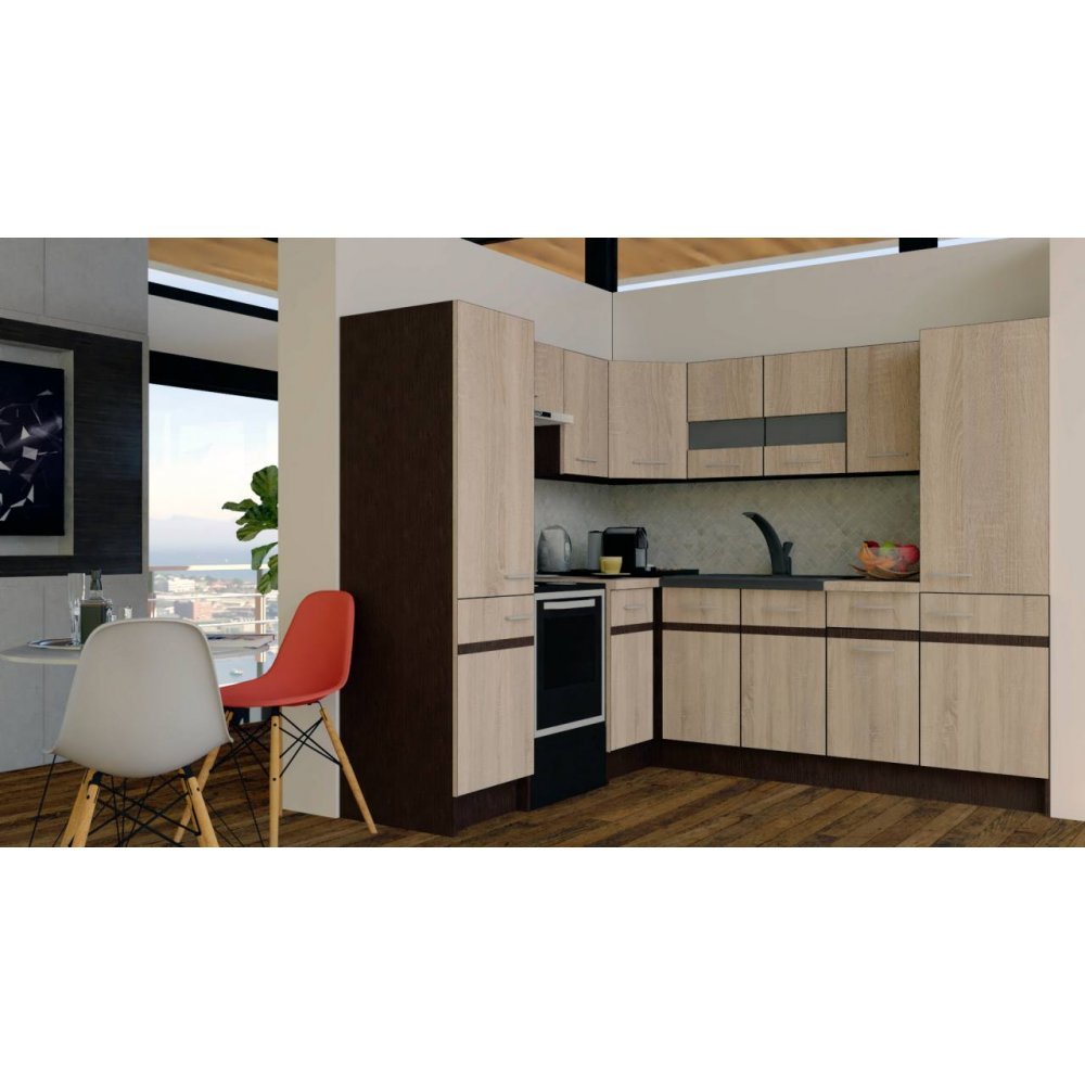 Bucatarie de Colt GENA NEW 12 ST. 210-230, Fara Corp de Cuptor, Stejar Sonoma