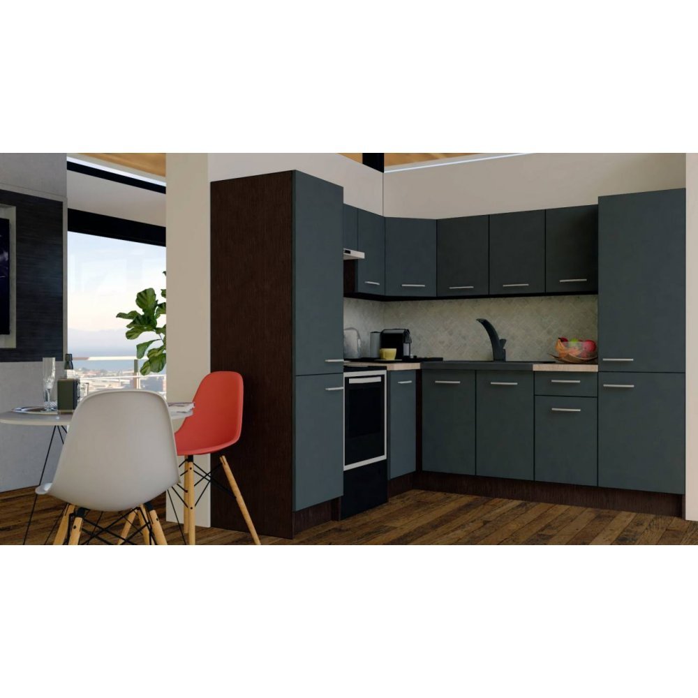 Bucatarie de Colt GENA NEW 12 ST. 210-230, Fara Corp de Cuptor, Wenge / Decor 0164