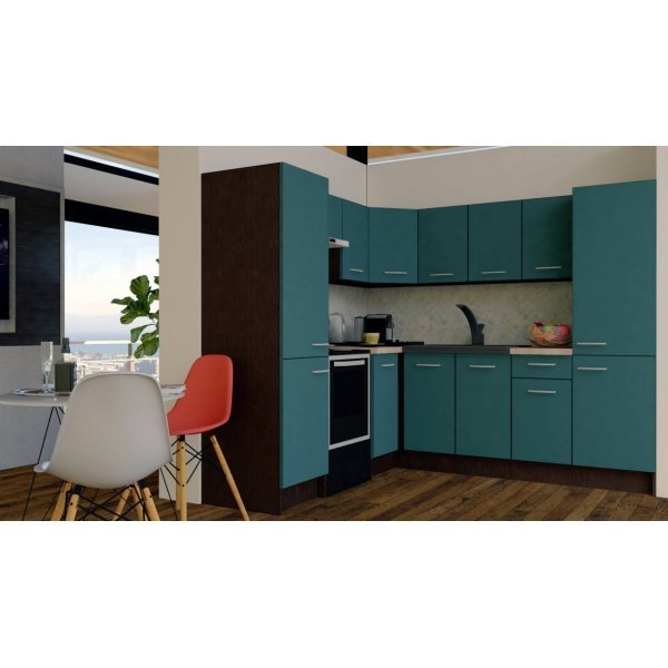 Bucatarie de Colt GENA NEW 12 ST. 210-230, Fara Corp de Cuptor, Wenge / Decor 0244