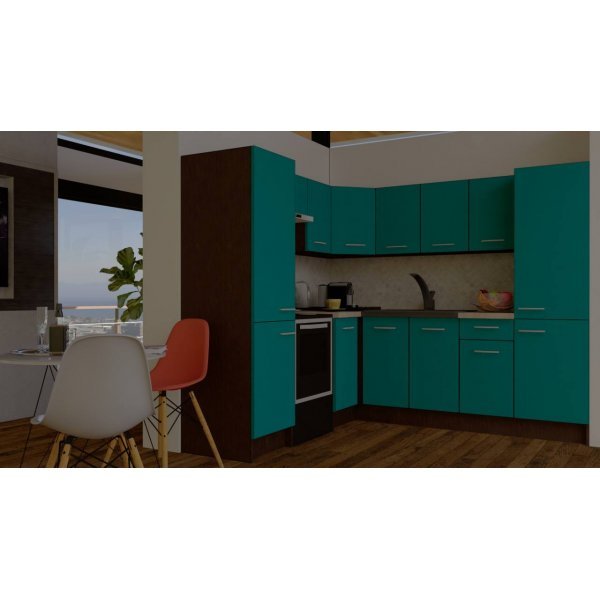 Bucatarie de Colt GENA NEW 12 ST. 210-230, Fara Corp de Cuptor, Wenge / Decor 0245
