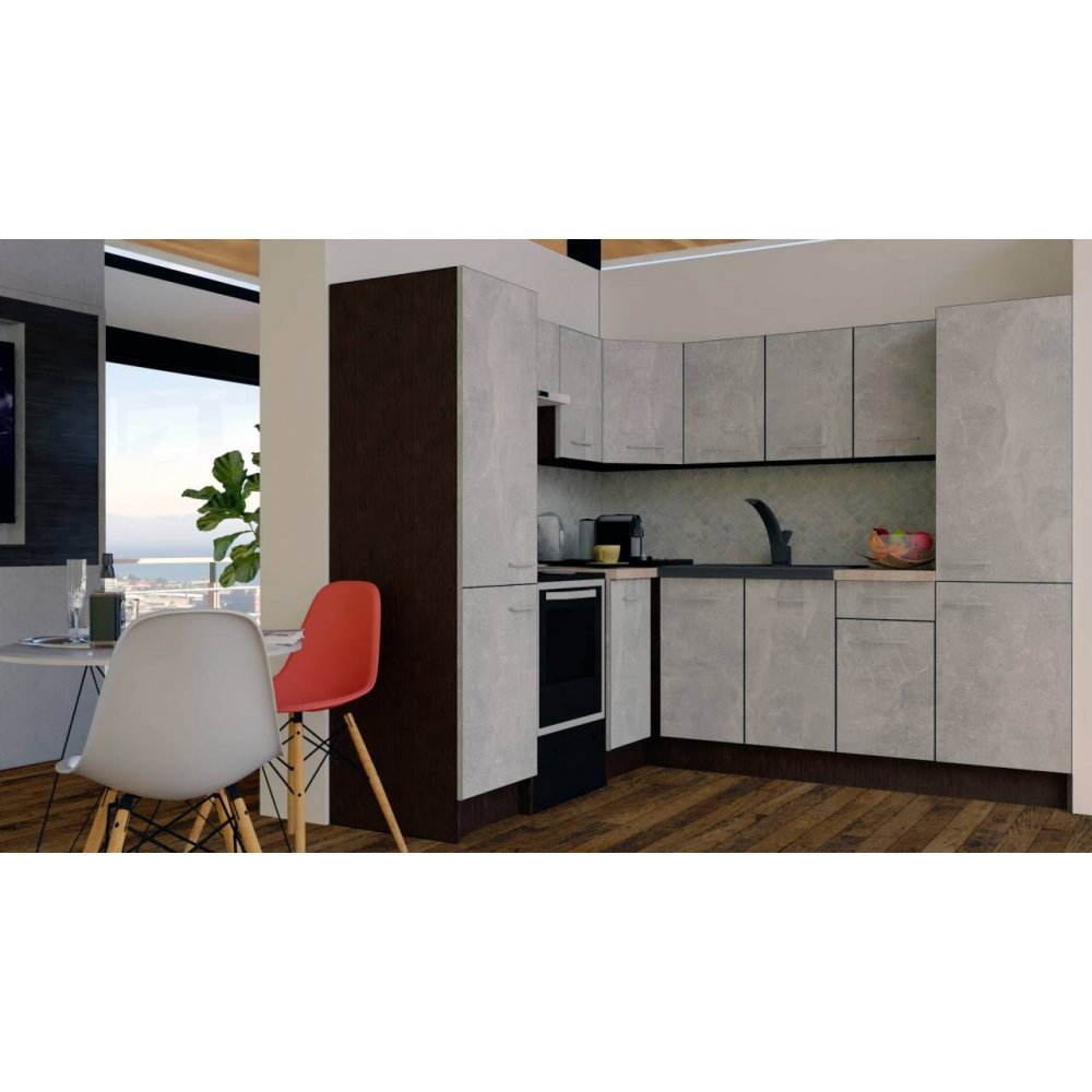 Bucatarie de Colt GENA NEW 12 ST. 210-230, Fara Corp de Cuptor, Wenge / Decor 4298