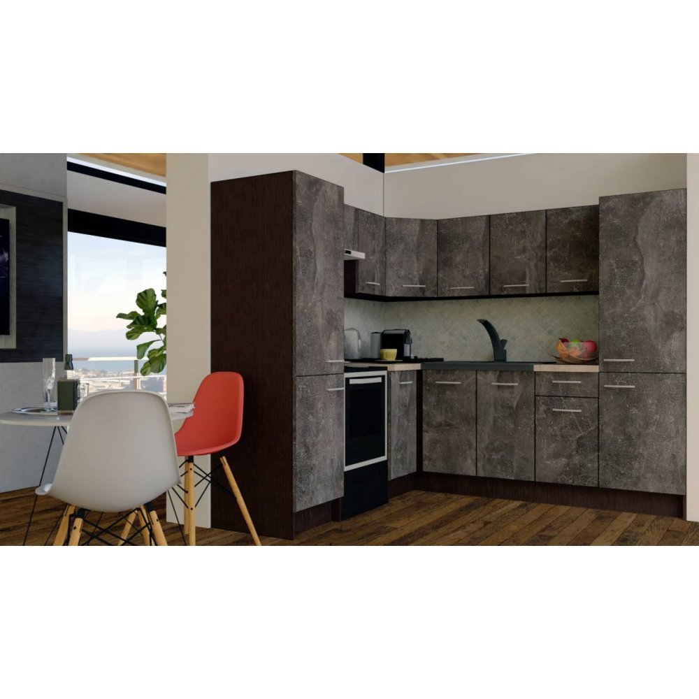 Bucatarie de Colt GENA NEW 12 ST. 210-230, Fara Corp de Cuptor, Wenge / Decor 4299