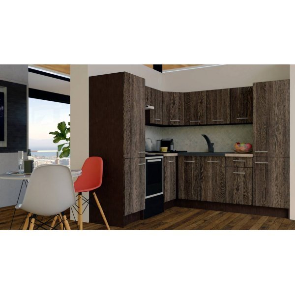 Bucatarie de Colt GENA NEW 12 ST. 210-230, Fara Corp de Cuptor, Wenge / Decor 7648