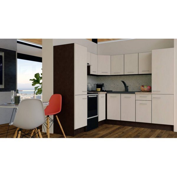 Bucatarie de Colt GENA NEW 12 ST. 210-230, Fara Corp de Cuptor, Wenge / Decor 8508