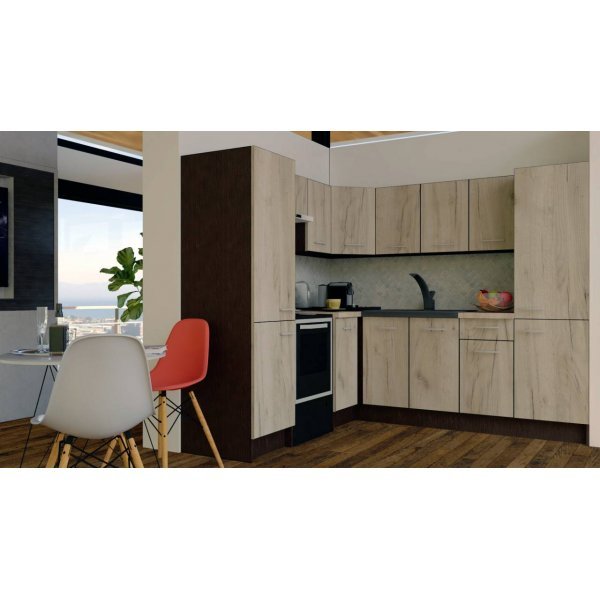 Bucatarie de Colt GENA NEW 12 ST. 210-230, Fara Corp de Cuptor, Wenge / Decor K002