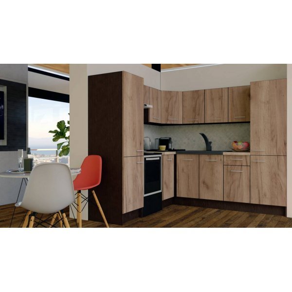 Bucatarie de Colt GENA NEW 12 ST. 210-230, Fara Corp de Cuptor, Wenge / Decor K004