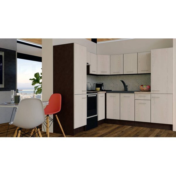 Bucatarie de Colt GENA NEW 12 ST. 210-230, Fara Corp de Cuptor, Wenge / Decor K010