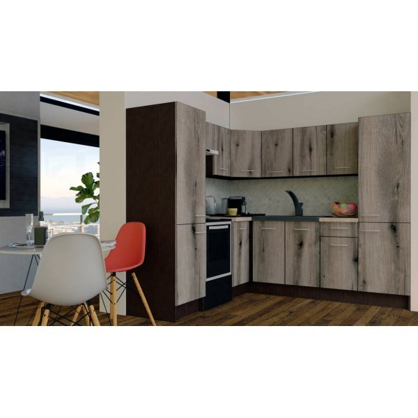 Bucatarie de Colt GENA NEW 12 ST. 210-230, Fara Corp de Cuptor, Wenge / Decor K366