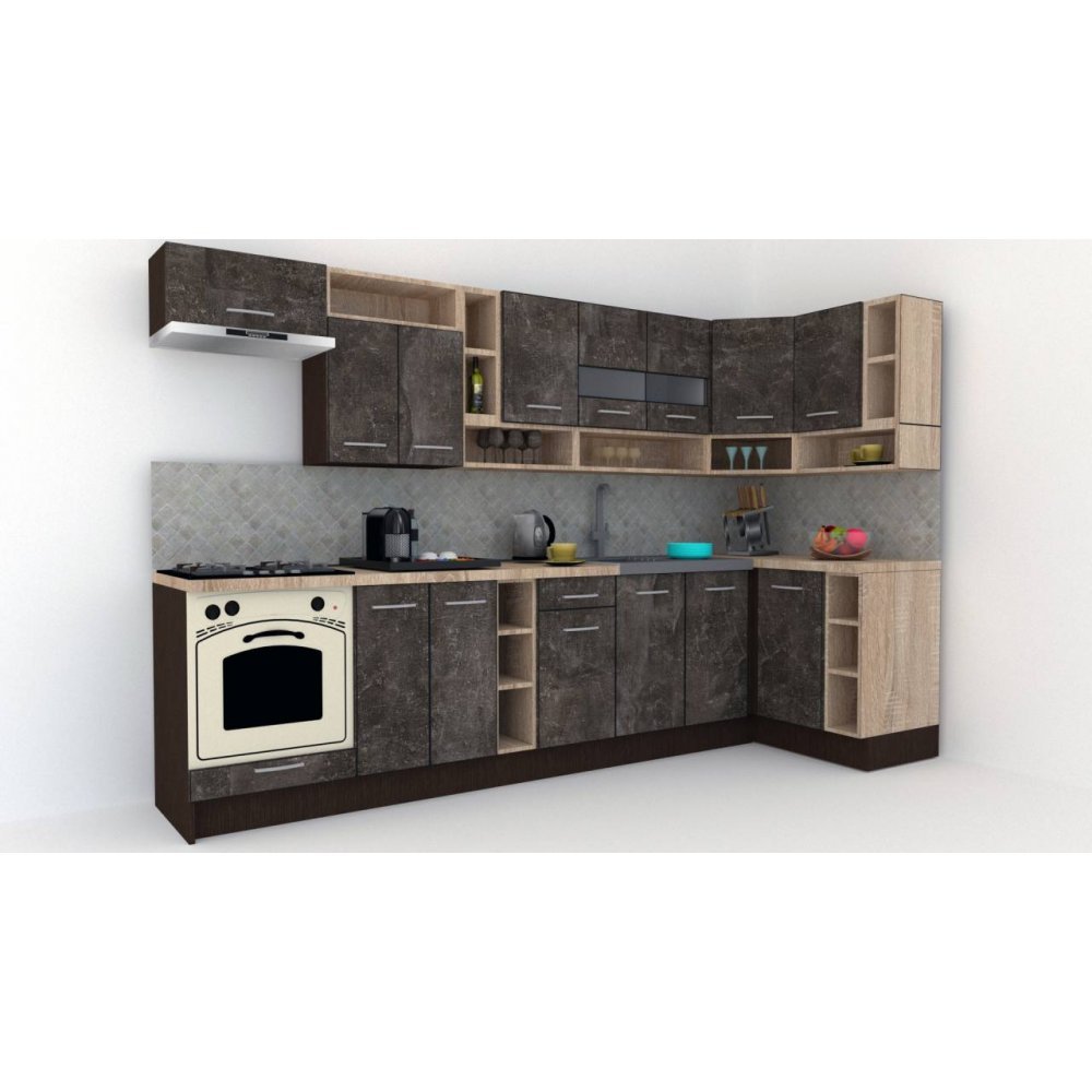Bucatarie de Colt COSSY NEW DR. 120-320, Wenge / Decor 4299