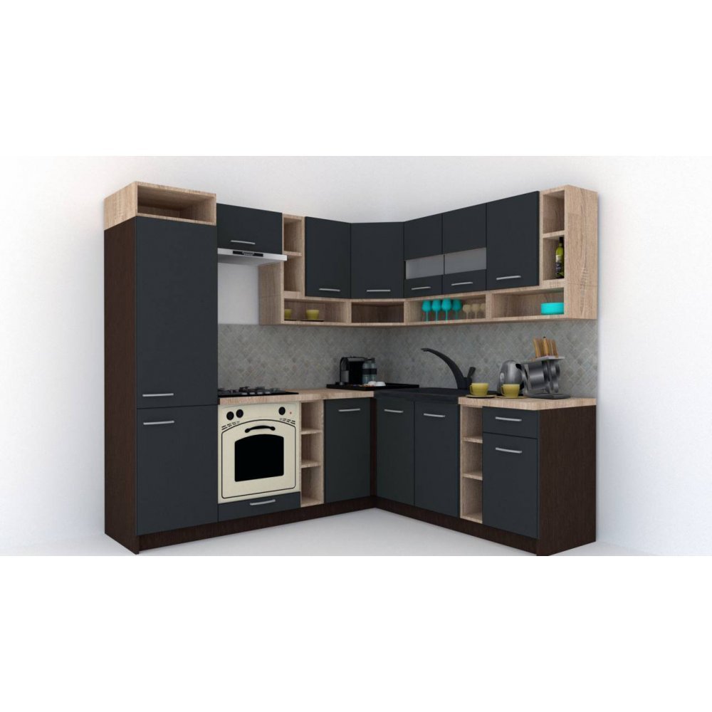 Bucatarie de Colt COSSY NEW DR. 200-230, Wenge / Decor 0164