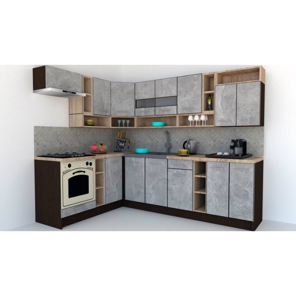 Bucatarie de Colt COSSY NEW 180-260 St. Wenge / Decor 4298