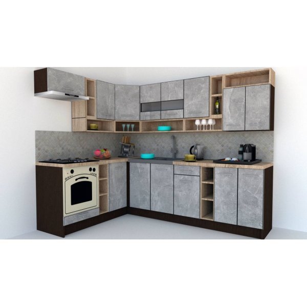 Bucatarie de Colt COSSY NEW 180-260 St. Wenge / Decor 4298