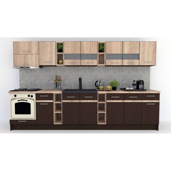 Bucatarie MARINA NEW 340 5C Wenge / Stejar Sonoma