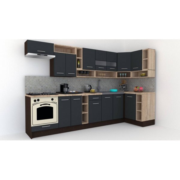 Bucatarie de Colt COSSY NEW DR. 120-320, Wenge / Decor 0164
