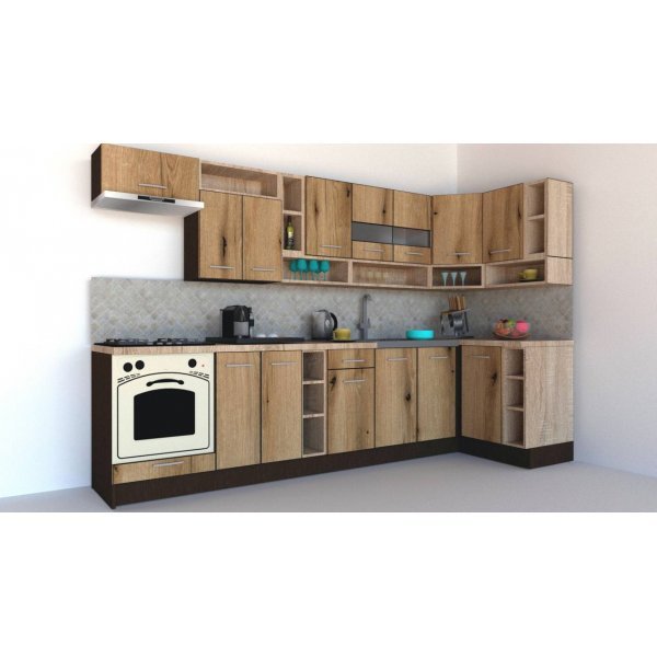 Bucatarie de Colt COSSY NEW DR. 120-320, Wenge / Decor K365