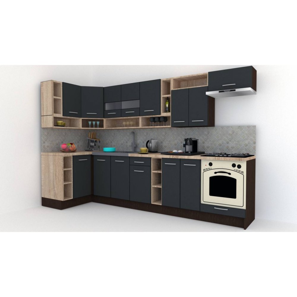 Bucatarie de Colt COSSY NEW ST. 120-320, Wenge / Decor 0164