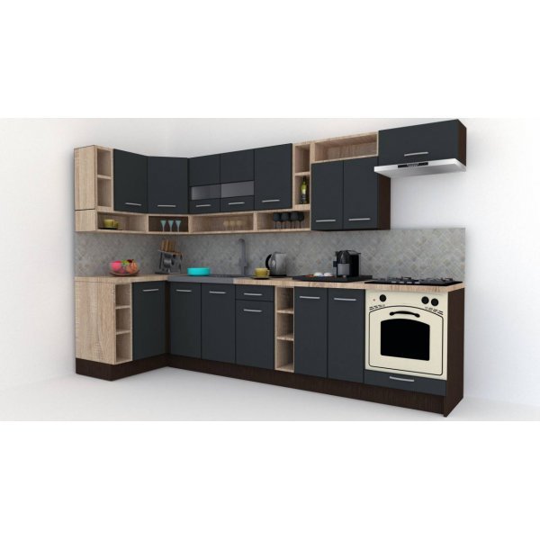 Bucatarie de Colt COSSY NEW ST. 120-320, Wenge / Decor 0164