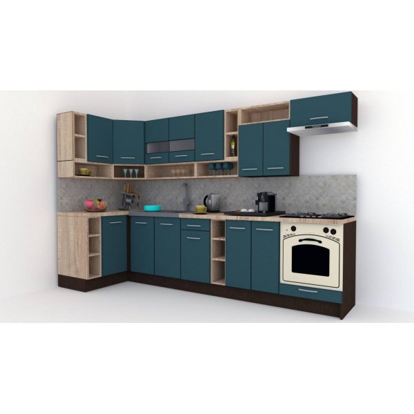 Bucatarie de Colt COSSY NEW ST. 120-320, Wenge / Decor 0244