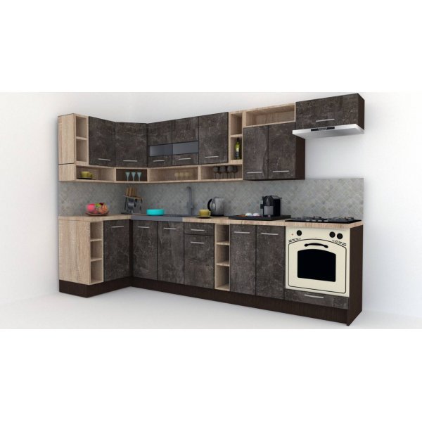 Bucatarie de Colt COSSY NEW ST. 120-320, Wenge / Decor 4299