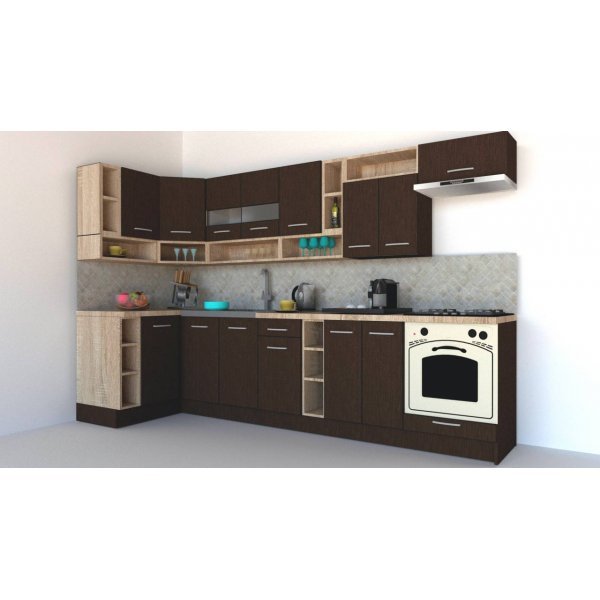 Bucatarie de Colt COSSY NEW ST. 120-320, Wenge / Decor 8548