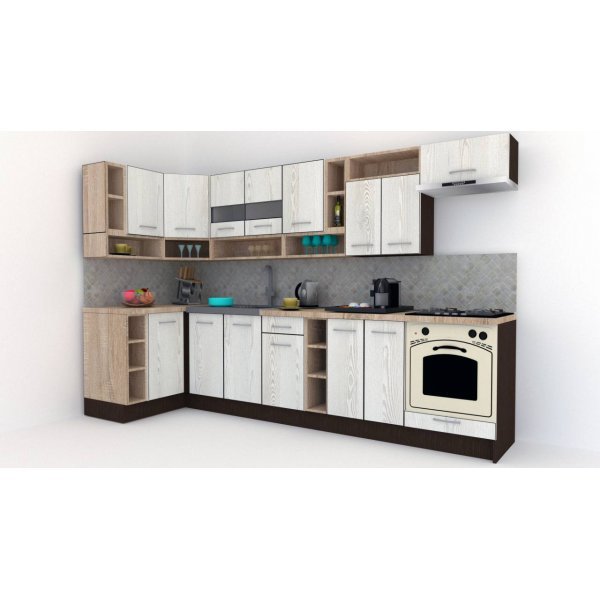 Bucatarie de Colt COSSY NEW ST. 120-320, Wenge / Decor K010