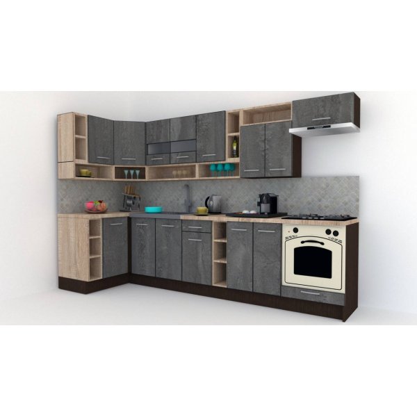 Bucatarie de Colt COSSY NEW ST. 120-320, Wenge / Decor K352