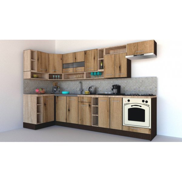 Bucatarie de Colt COSSY NEW ST. 120-320, Wenge / Decor K365