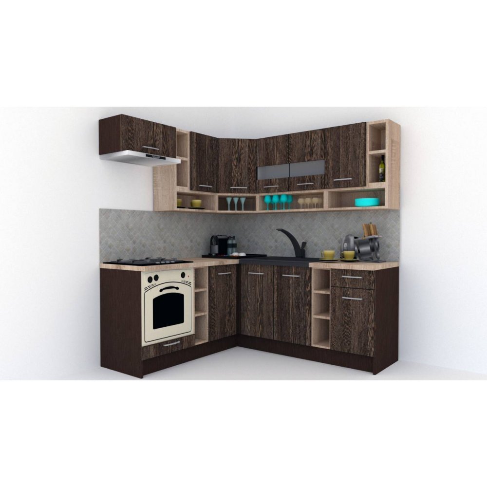 Bucatarie de Colt COSSY NEW 180-200 ST. Wenge / Decor 7648
