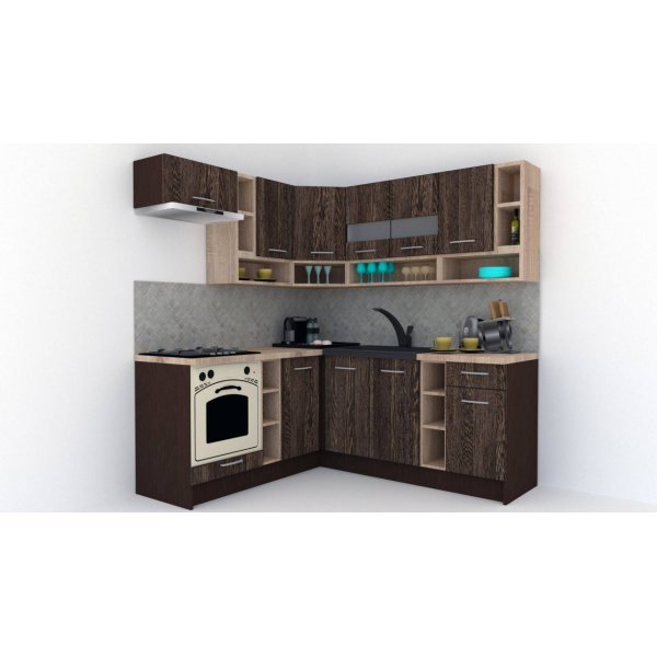 Bucatarie de Colt COSSY NEW 180-200 ST. Wenge / Decor 7648