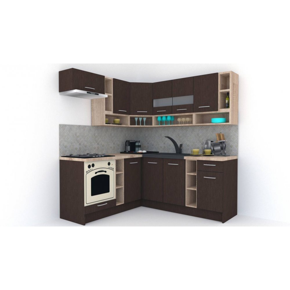 Bucatarie de Colt COSSY NEW 180-200 ST. Wenge / Decor 8548