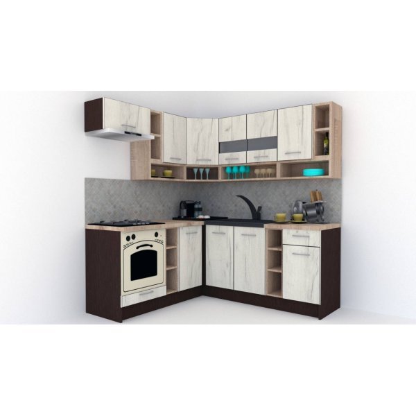 Bucatarie de Colt COSSY NEW 180-200 ST. Wenge / Decor K001