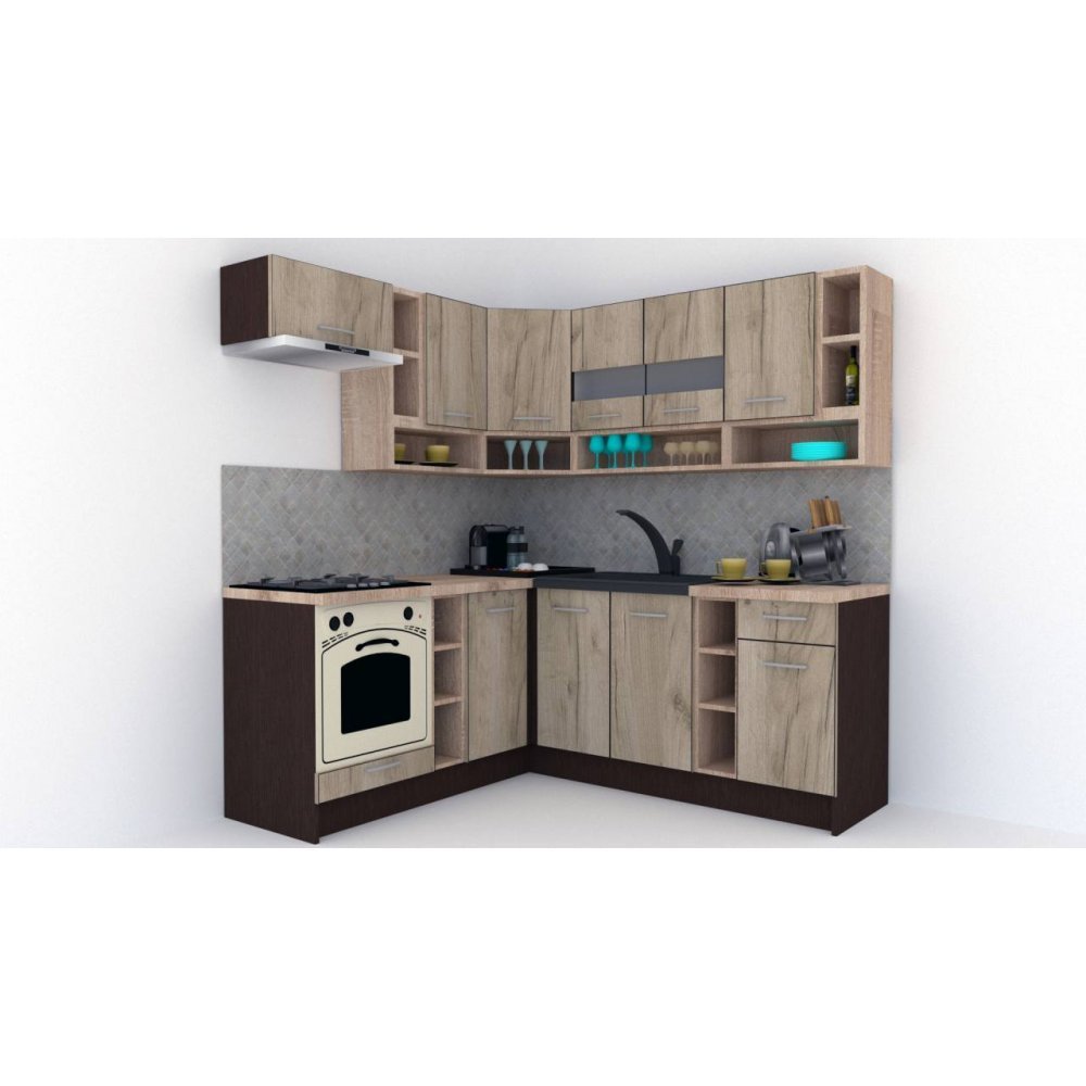 Bucatarie de Colt COSSY NEW 180-200 ST. Wenge / Decor K002