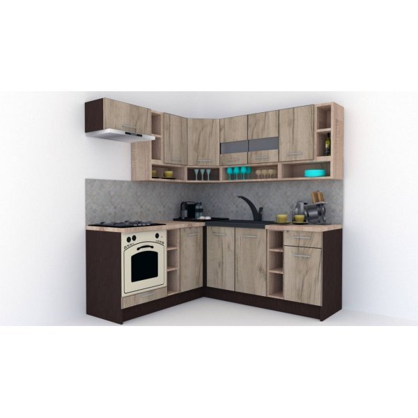 Bucatarie de Colt COSSY NEW 180-200 ST. Wenge / Decor K002
