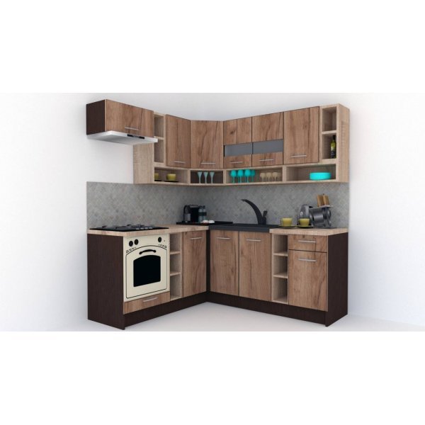 Bucatarie de Colt COSSY NEW 180-200 ST. Wenge / Decor K004
