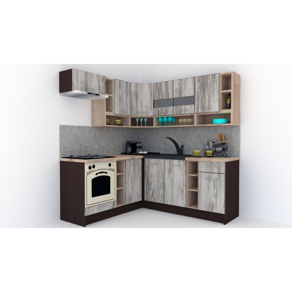 Bucatarie de Colt COSSY NEW 180-200 ST. Wenge / Decor K084