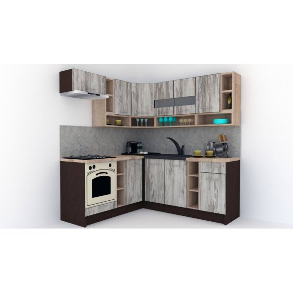 Bucatarie de Colt COSSY NEW 180-200 ST. Wenge / Decor K084